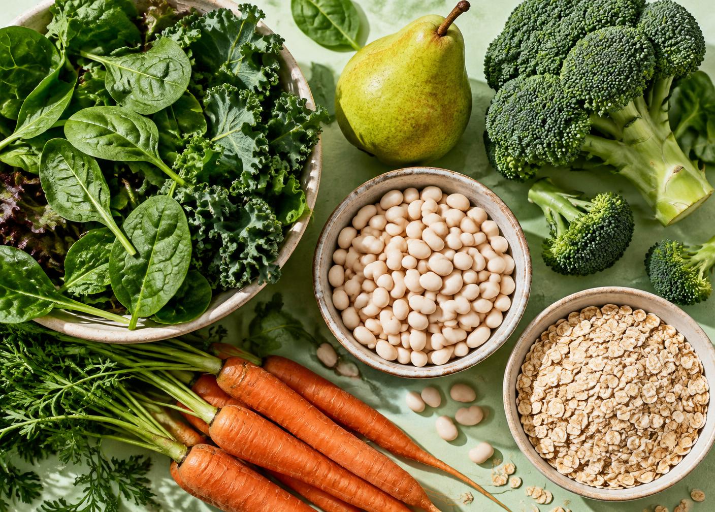 Verduras, pera, legumbres y avena: alimentos que aportan fibra
